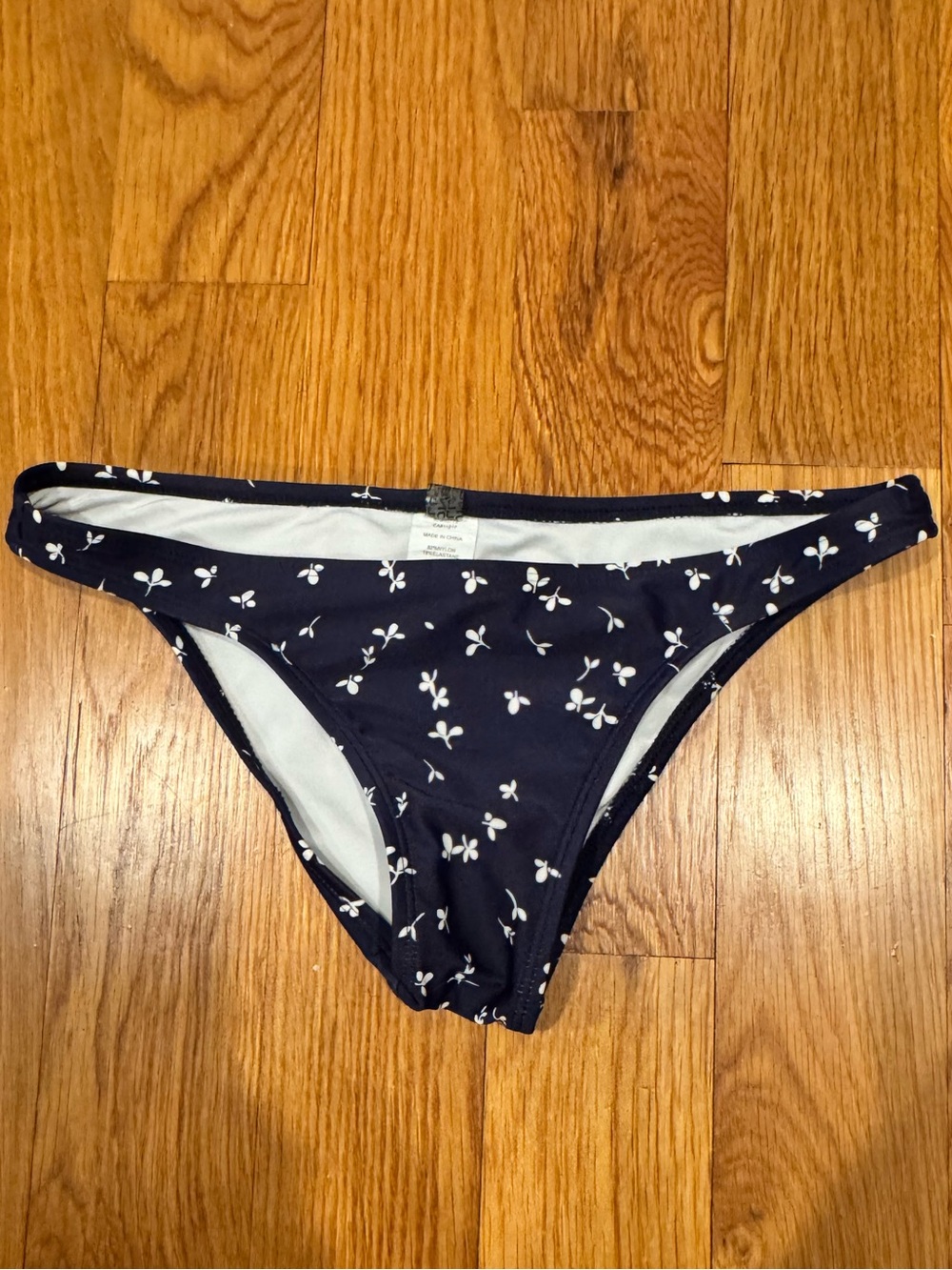 Oneille Navy Blue White Floral Swim Bikini Bottoms Small S